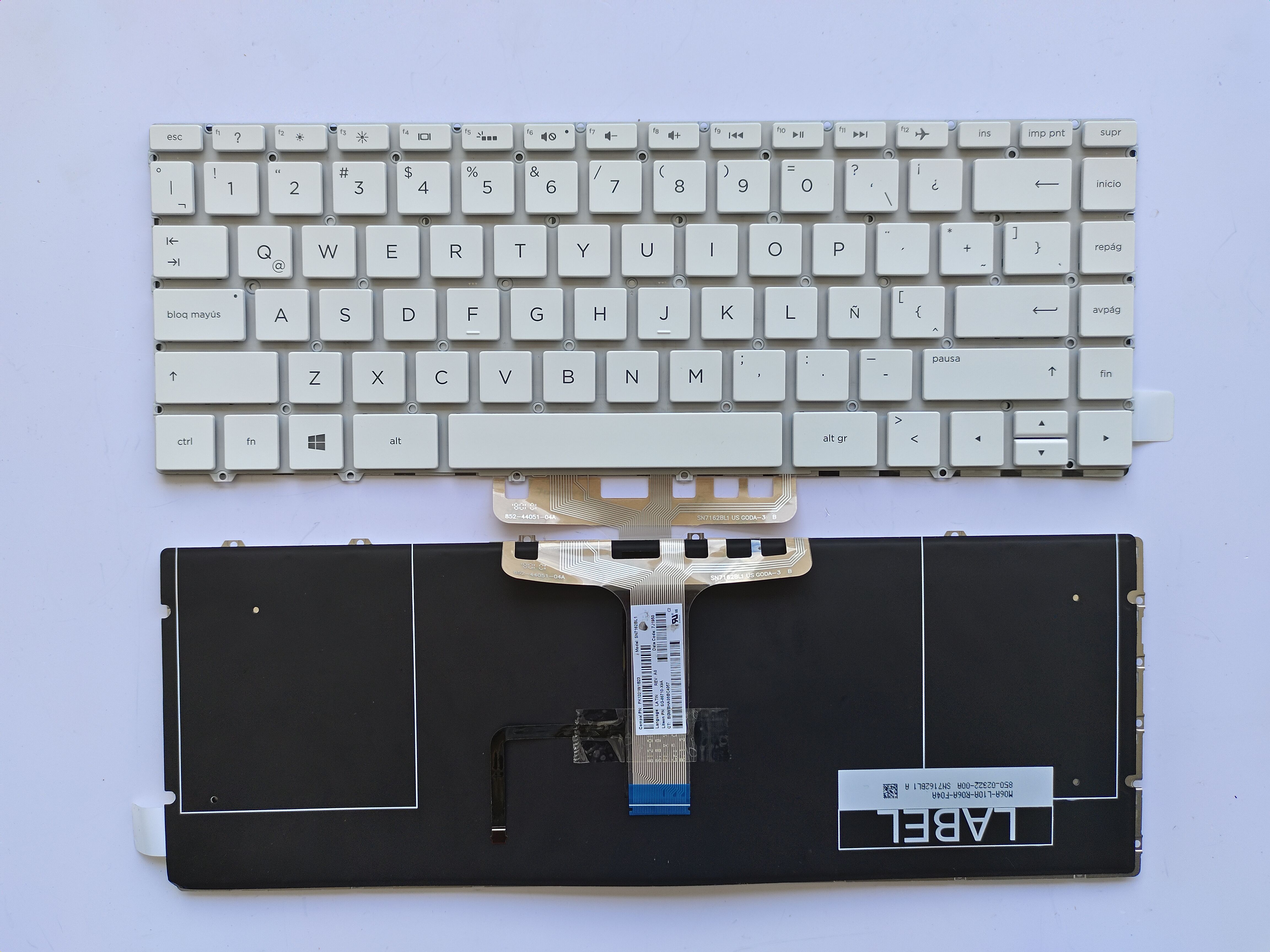 Picture of New Replacement Laptop Keyboard For HP 13-AF small carriage return WHITE Backlit LA Layout